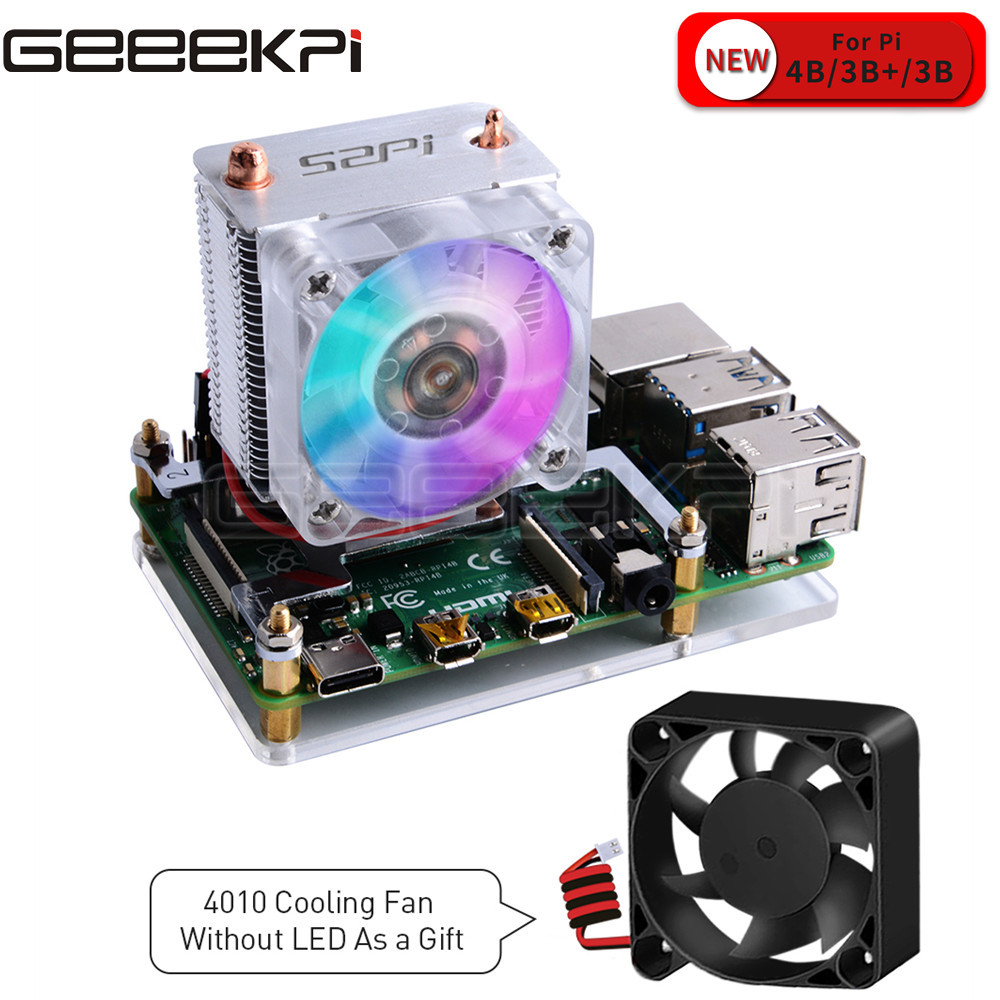Pi 5 Case - GeeekPi 클리어 블랙 아이스 타워 냉각