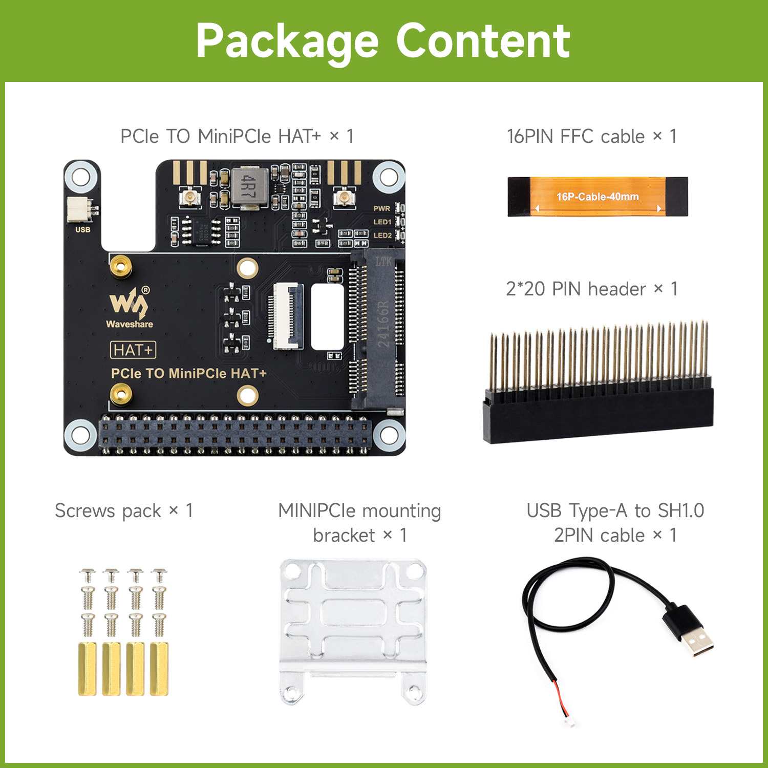 Raspberry Pi 5 - Raspberry Pi 5용 Waveshare PCIe-MiniPCIe 어댑터,