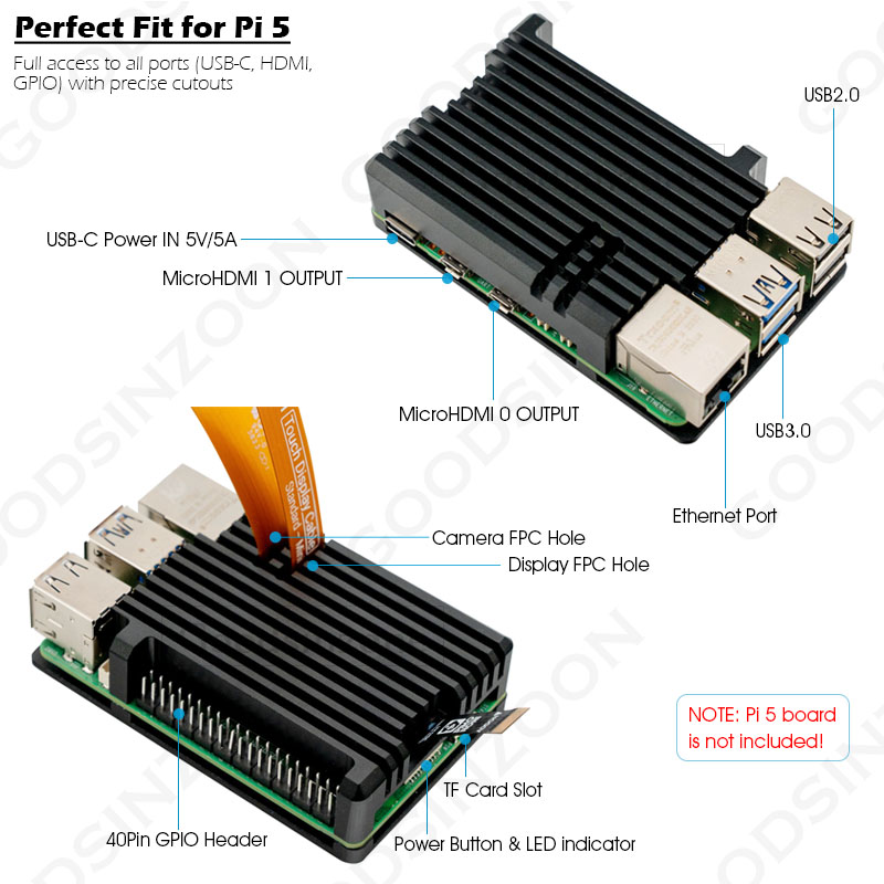 라즈베리 파이 5 알루미늄 아머 케이스 - 열 테이프  - Pi 5 Case 리뷰 및 가격